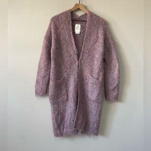 Basic House wool mohair blend long line oversized single closer felt cardigan XS